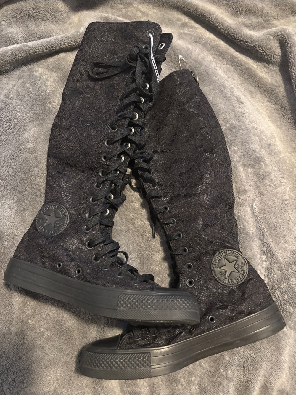 Converse Black Lace-Up Over-the-Knee Boots
